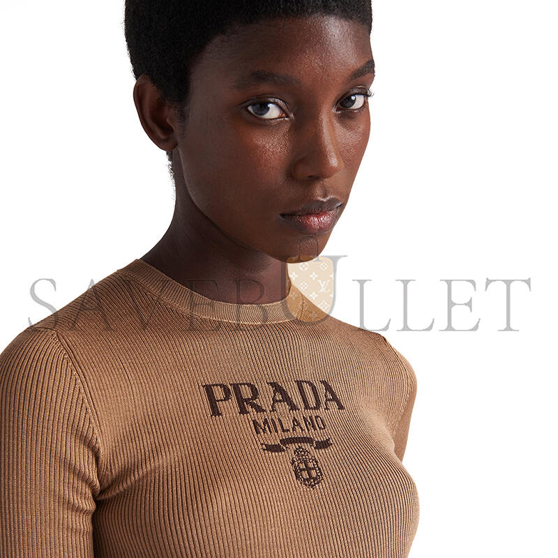 Pra*a silk crew-neck sweater with logo p24t1f